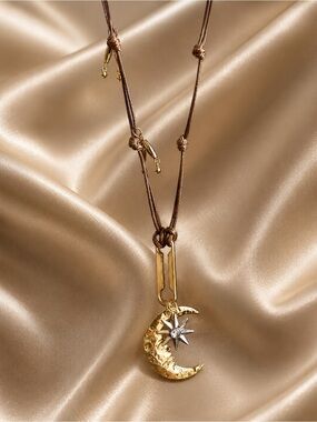 Celestial Moon Cord Necklace